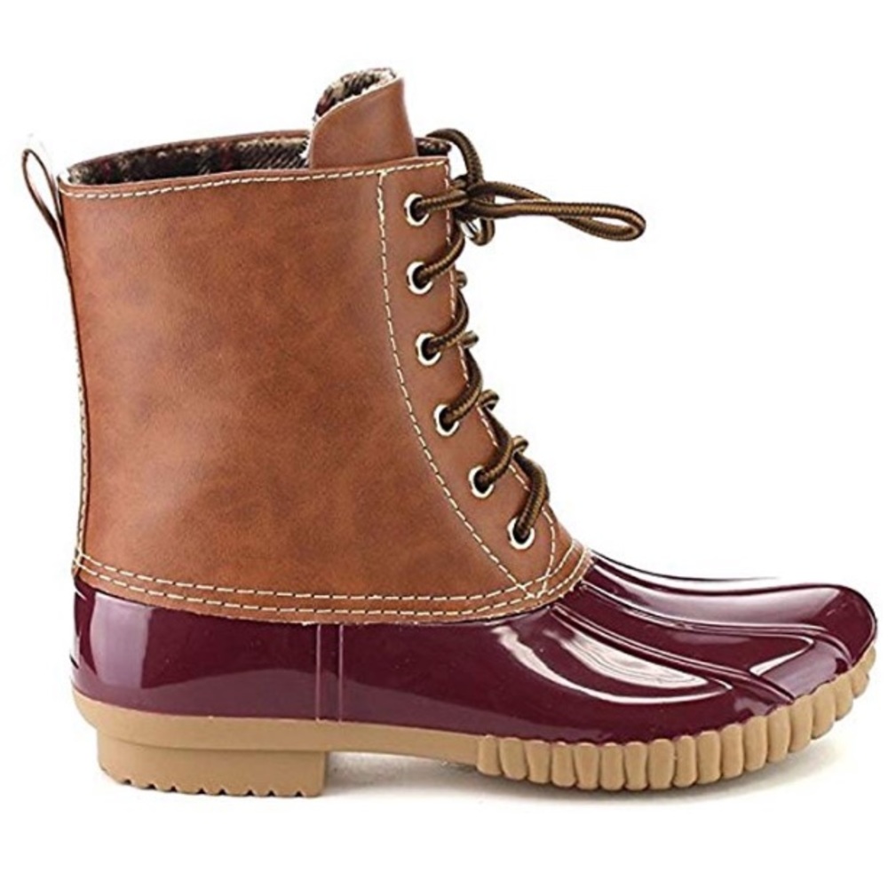 Duck Rubber Rain Ankle Lace Up Booties Rainboots - Picture 5 of 6